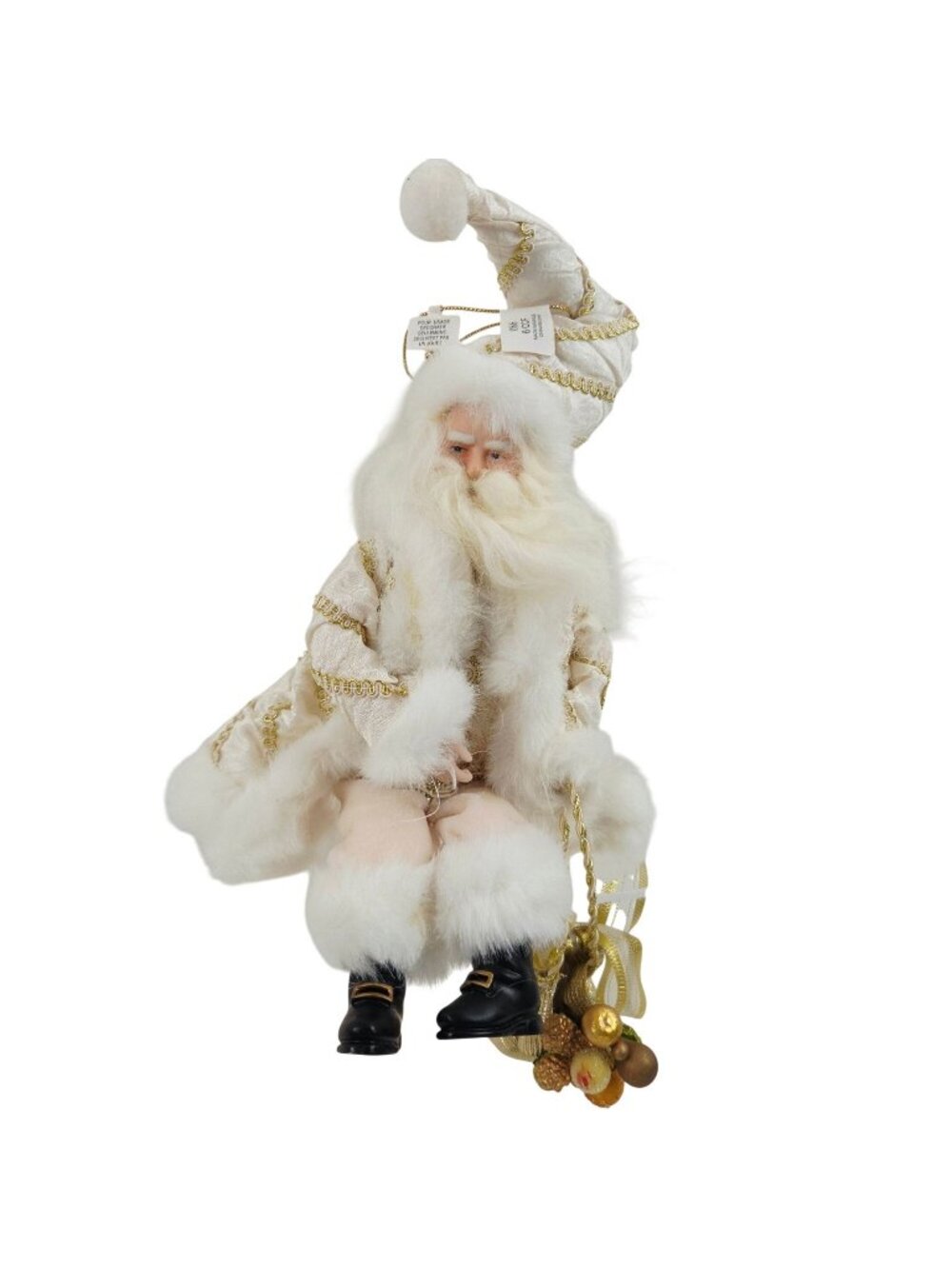 Bombay Company Santa Figurine Shelf Sitter Gold Cream Porcelain Vintage Christma